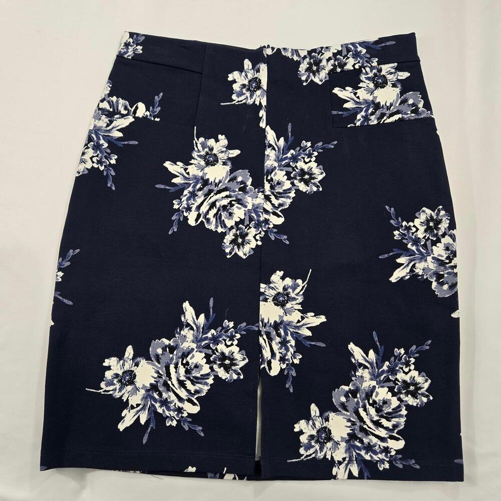 Simply Styled Navy Floral Print Body Con Pencil Skirt Career Size Med Petite